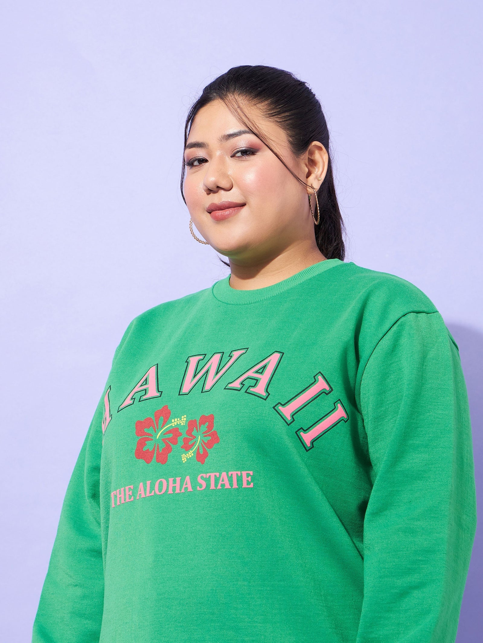 Women Green Fleece Hawaii Sweatshirt