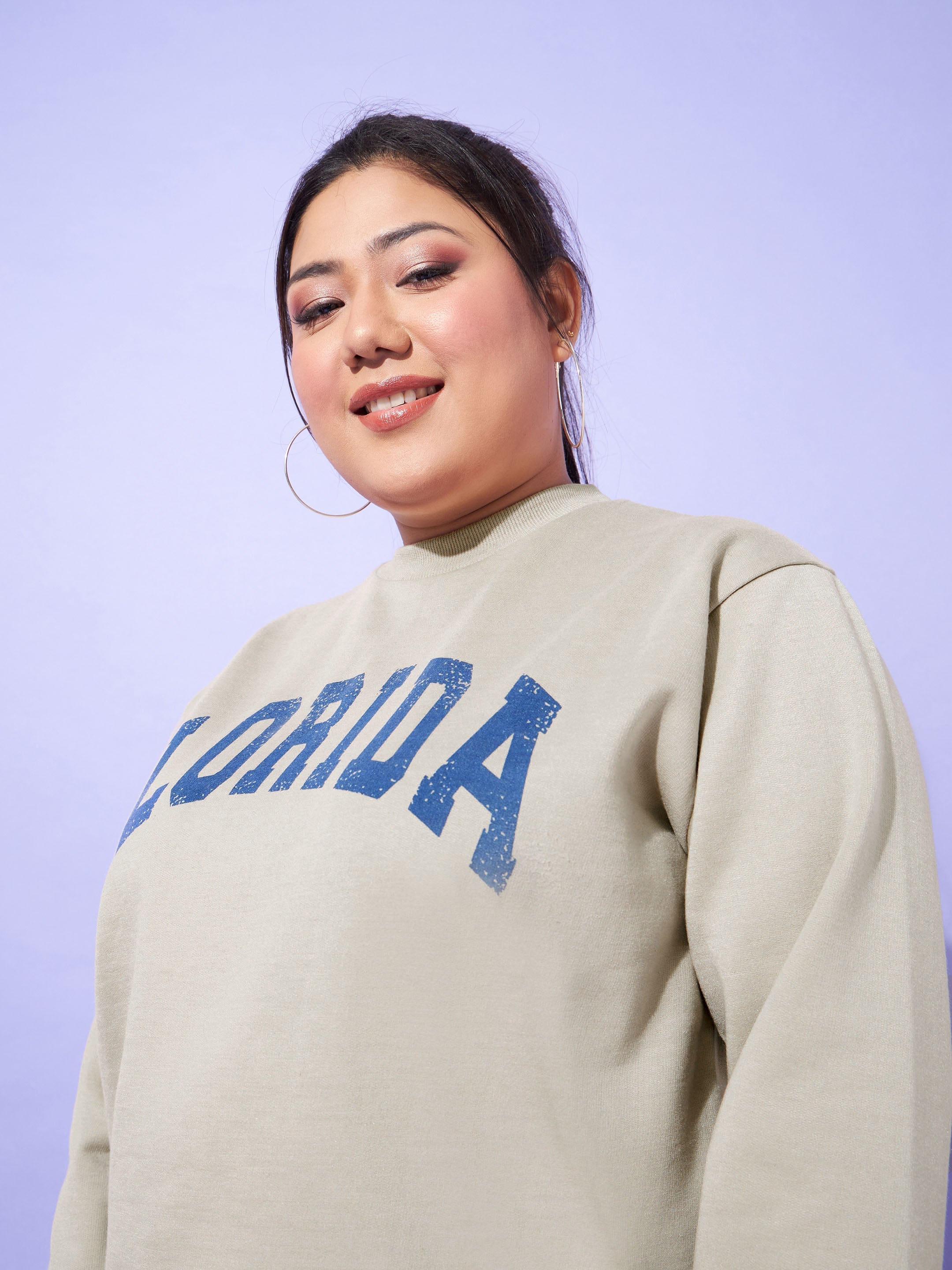 Women Grey Fleece  Sweatshirt