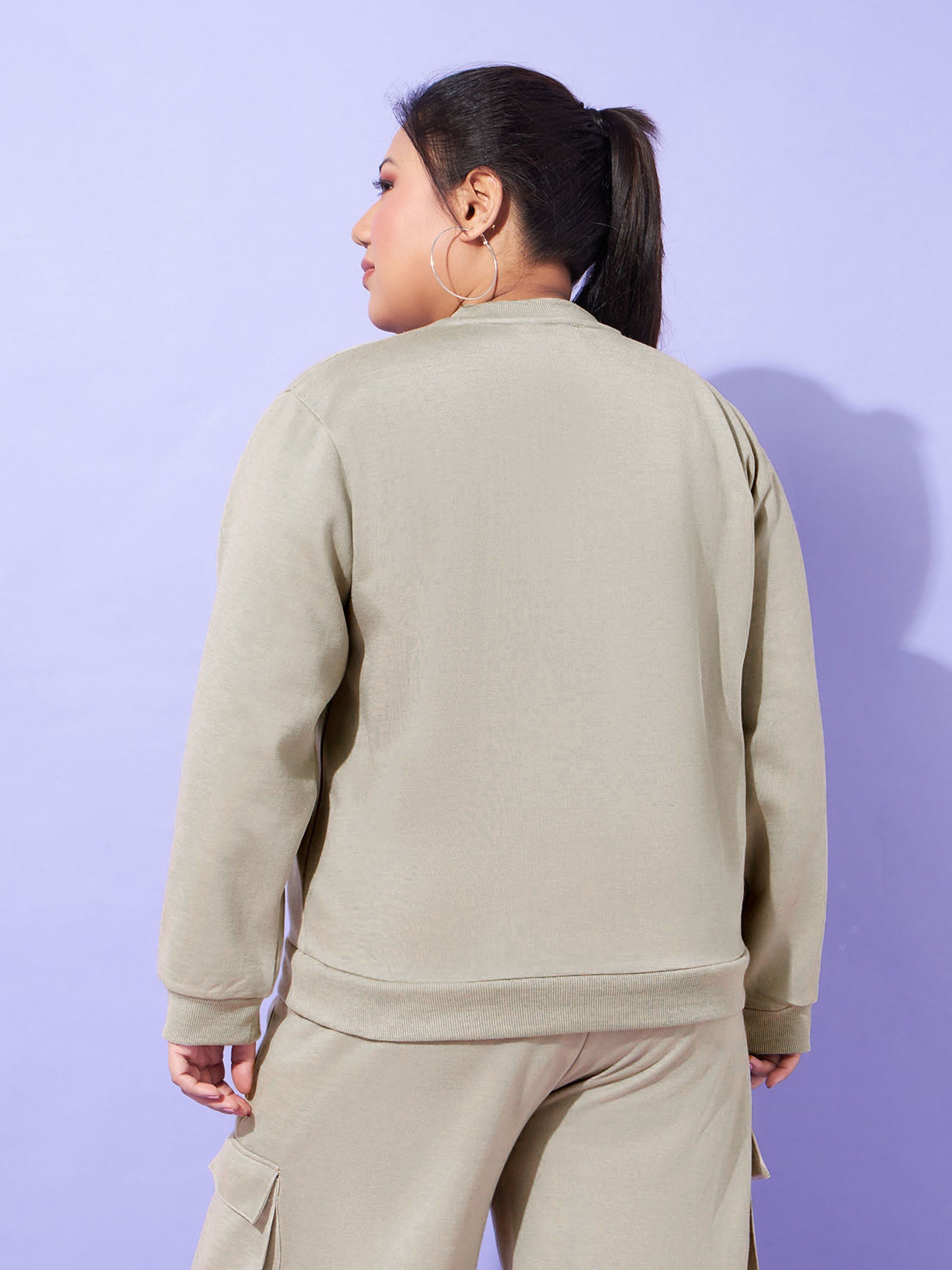 Women Grey Fleece  Sweatshirt