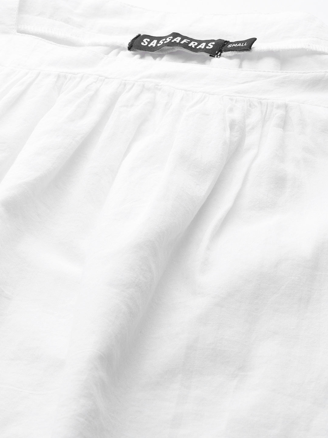 Women White Square Neck Schiffli Blouse