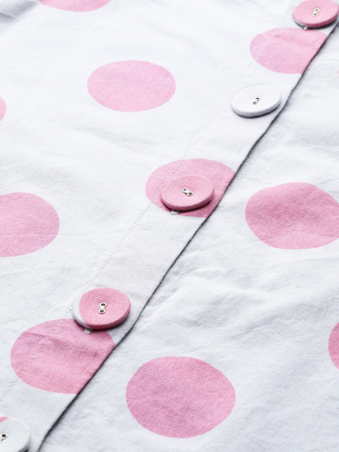 Women Pink Grey Polka Crop Top