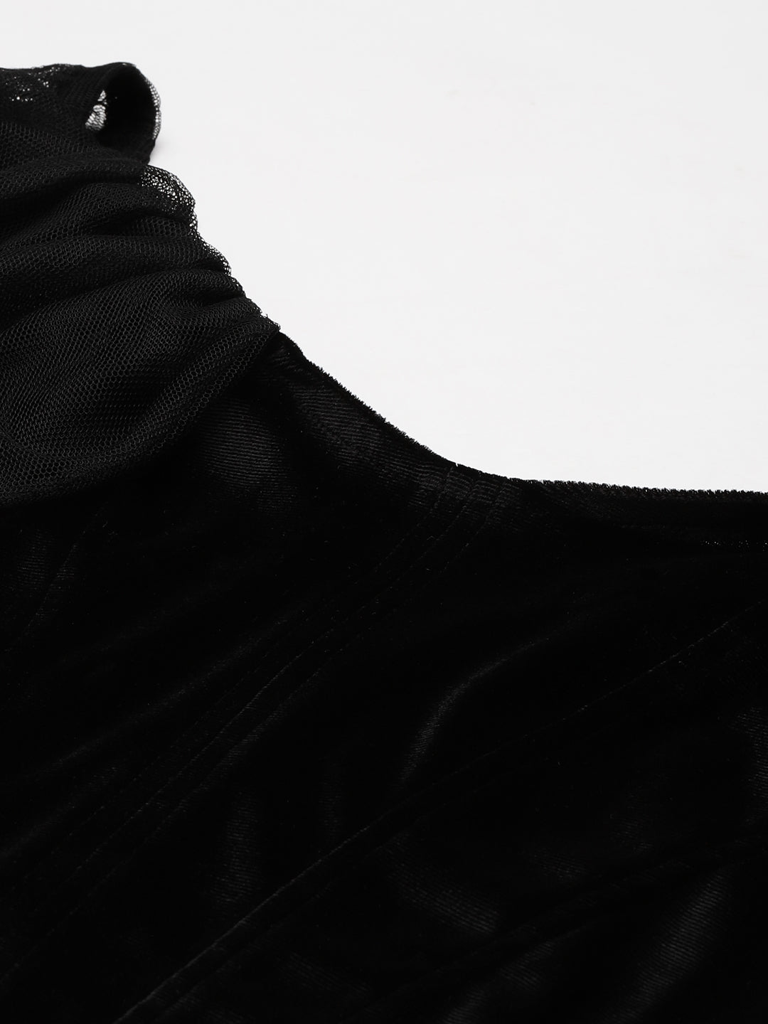 Women Black Velvet Bardot Blouse