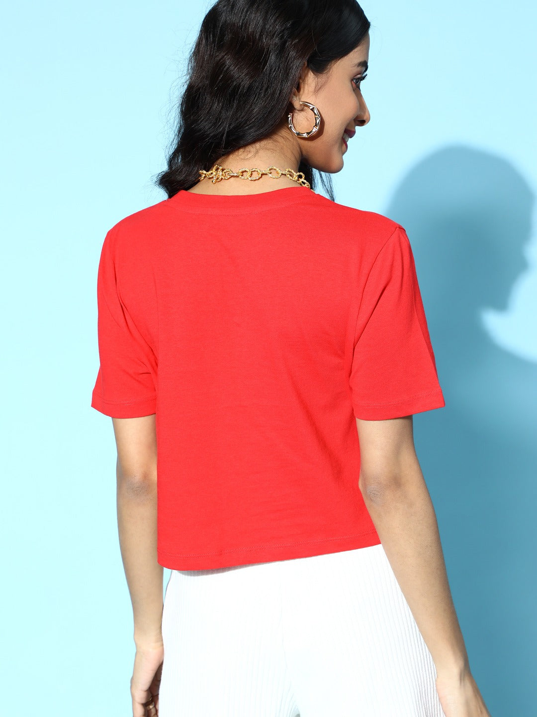 Women Red LOVED Boxy Crop T-Shirt