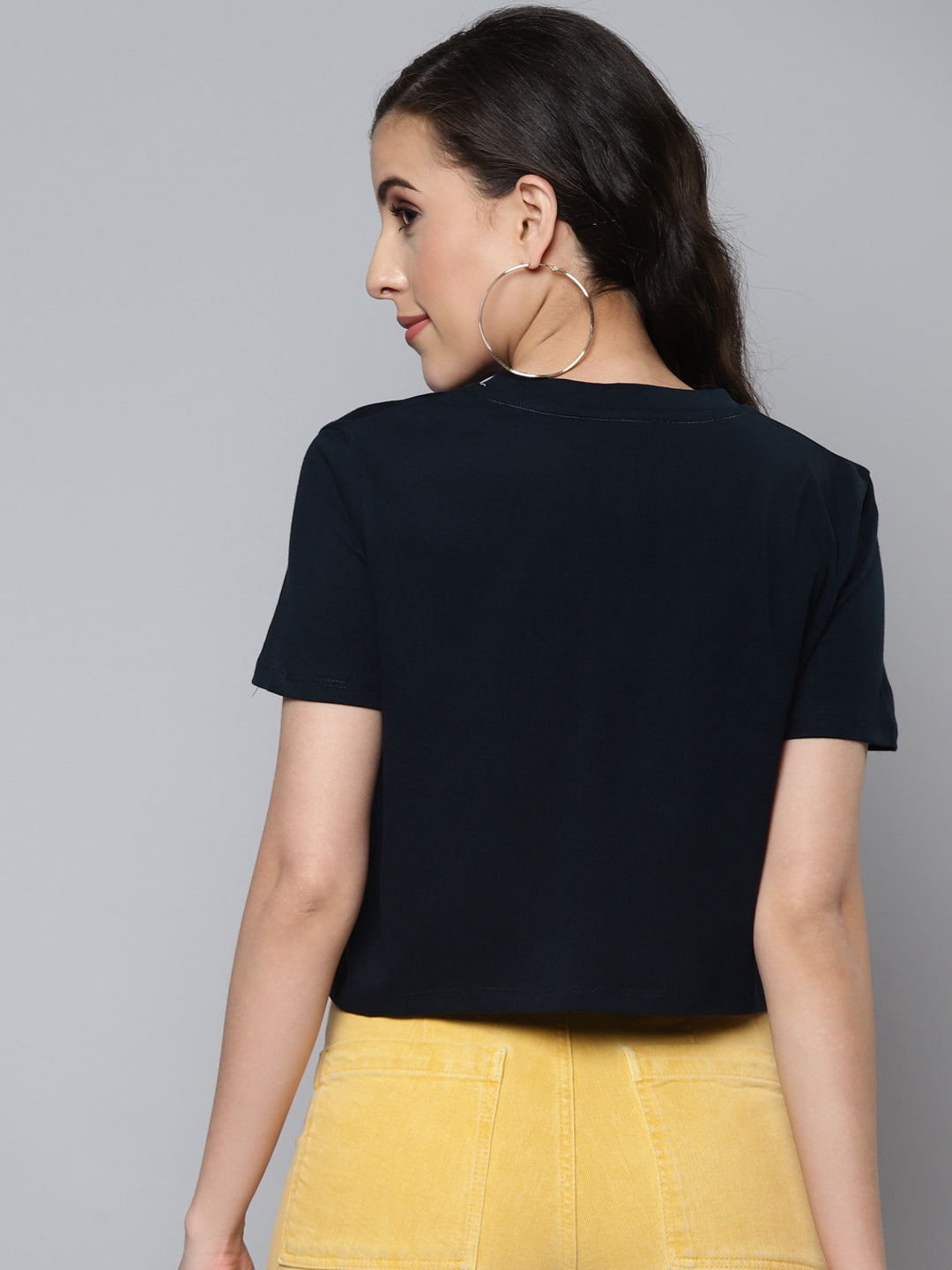 Women Navy WORKOUT Boxy Crop T-shirt