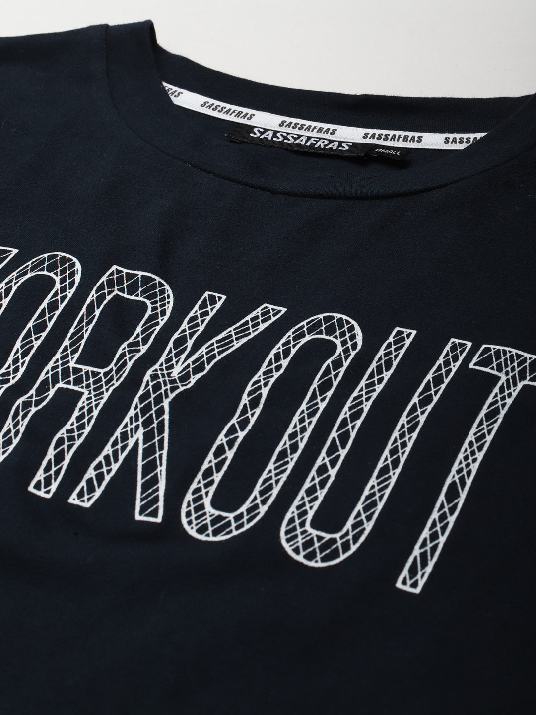 Women Navy WORKOUT Boxy Crop T-shirt