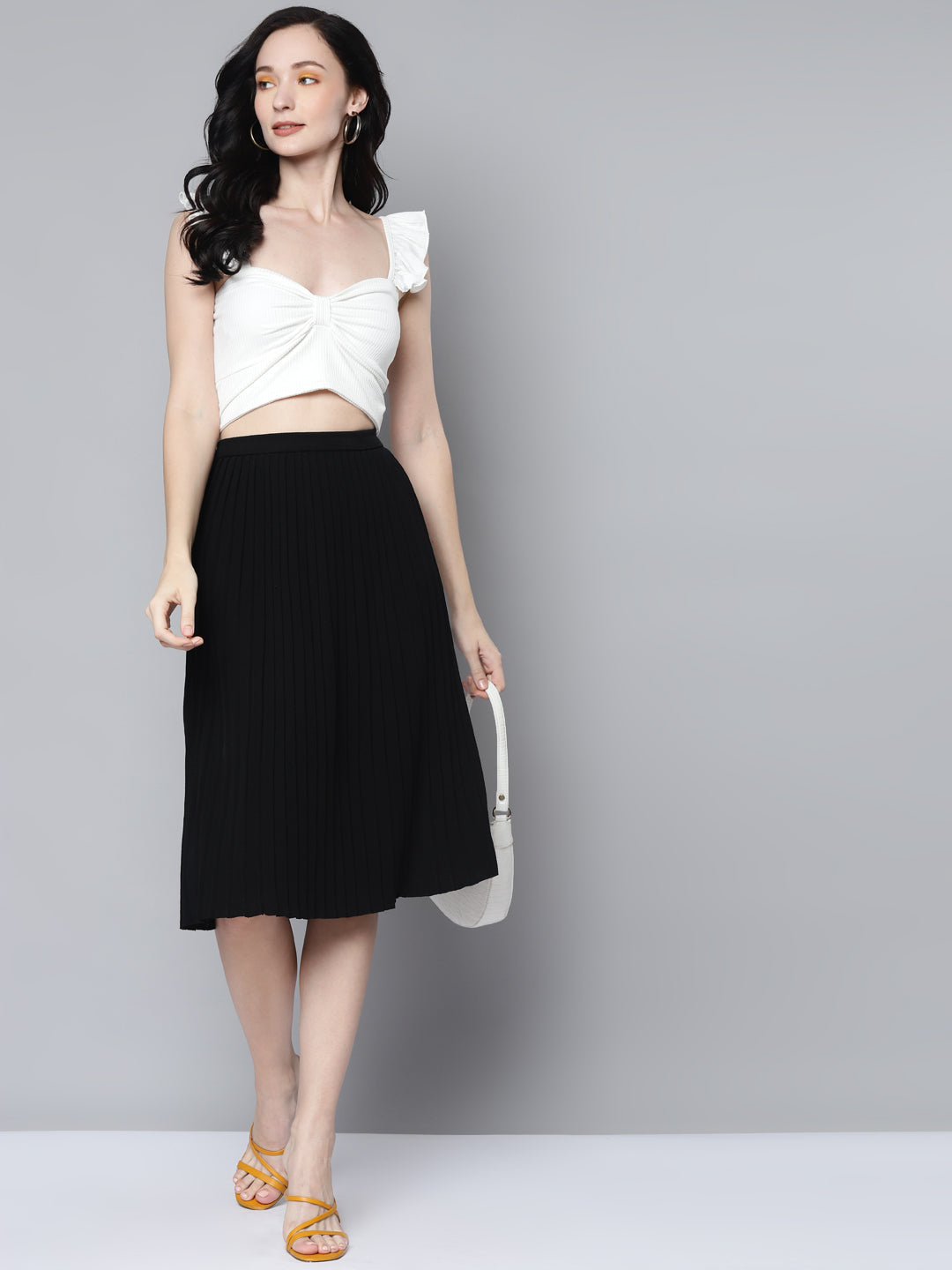 Women White Rib  Crop Top