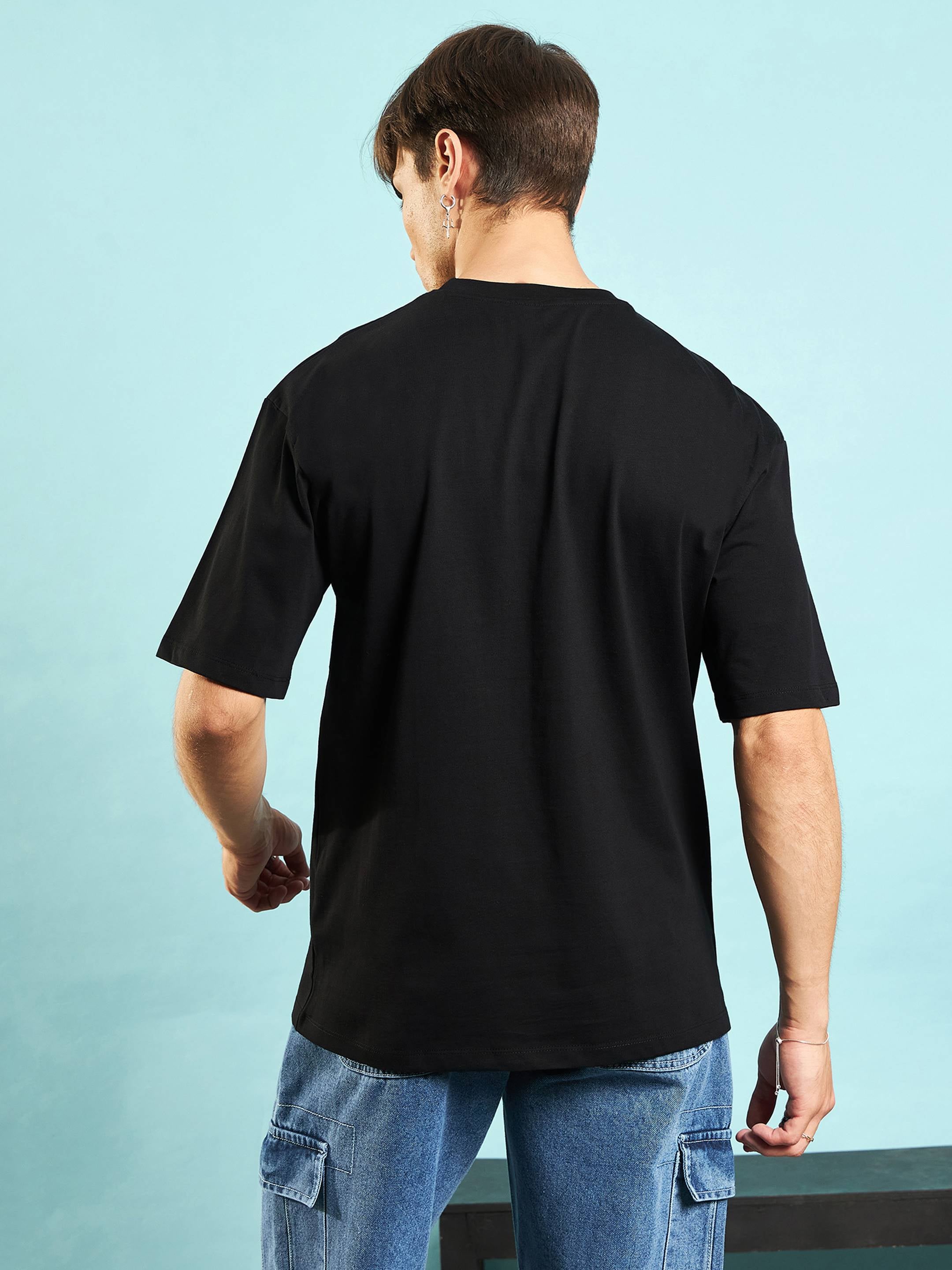 Women Black Retro Photographic Printed Oversized T-shirt