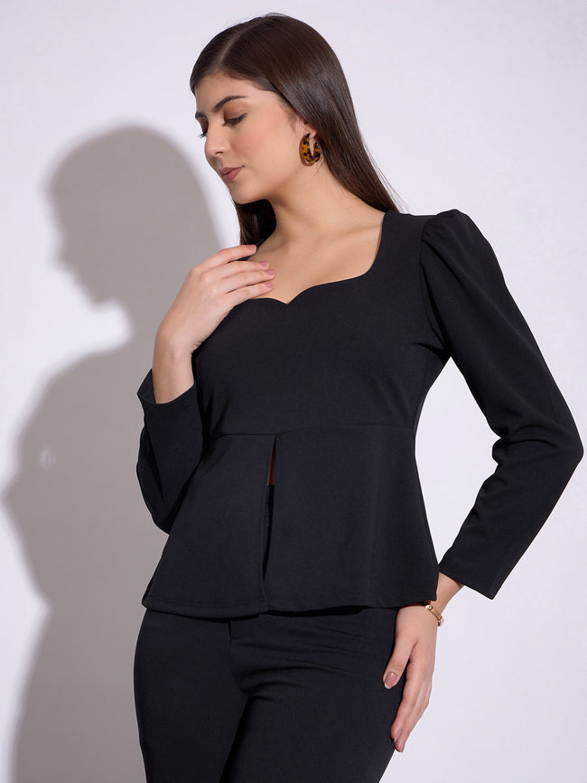 Women Black Peplum Top
