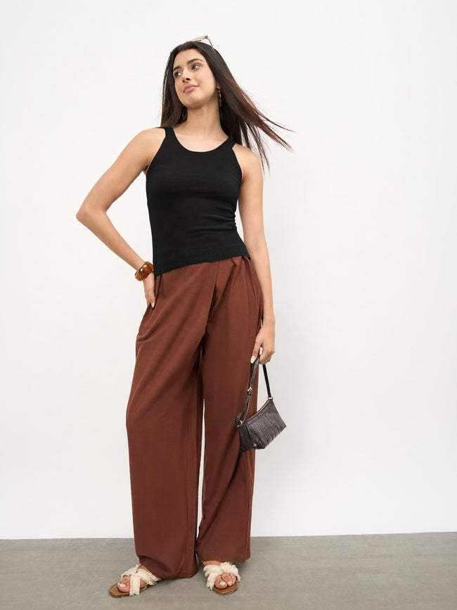 Women Black Halter Neck Sleeveless Top