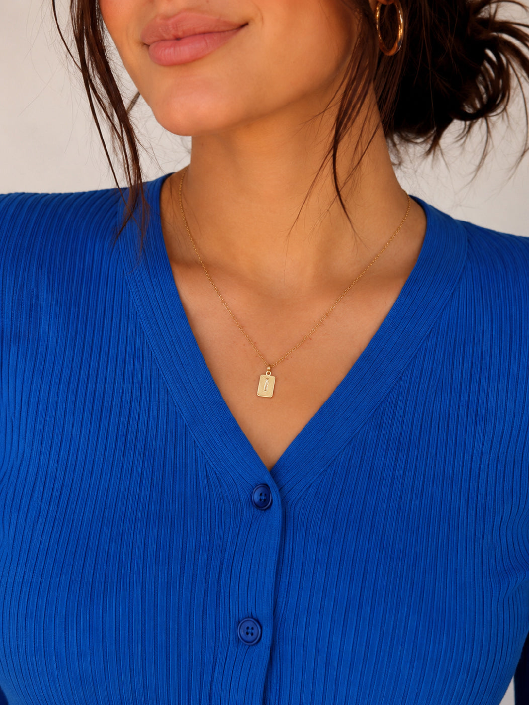Women Royal Blue Rib Front Open Cardigan Top