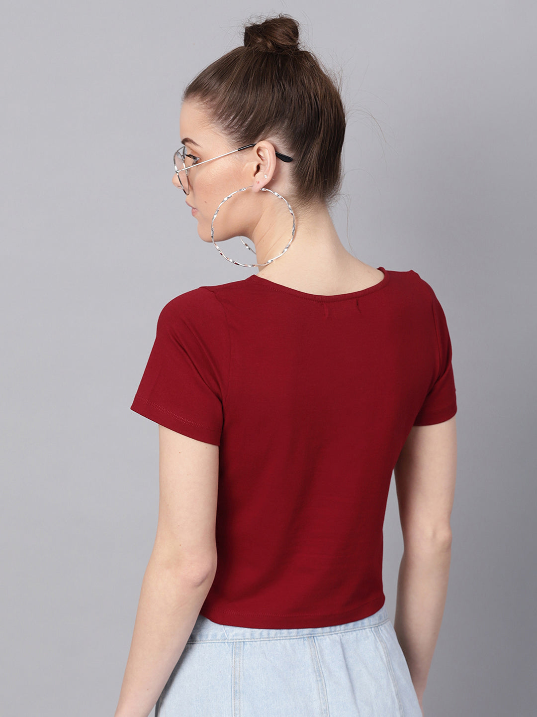 Maroon Athleisure Tape Crop Top