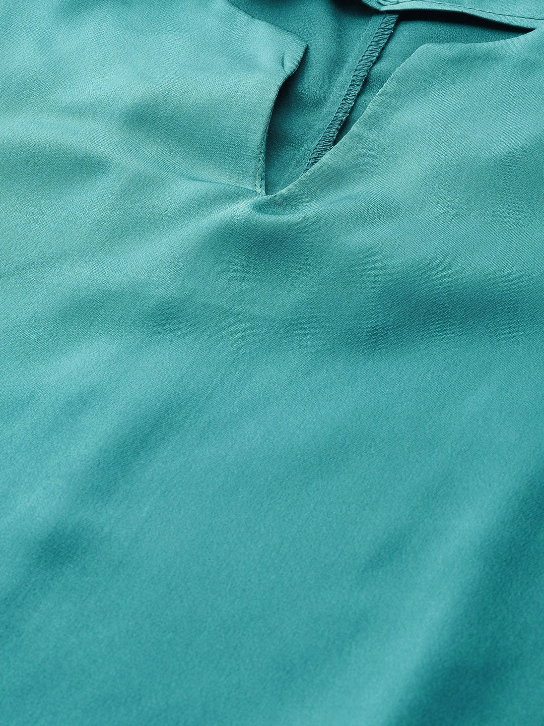 Women Emerald Green Side Tie Satin