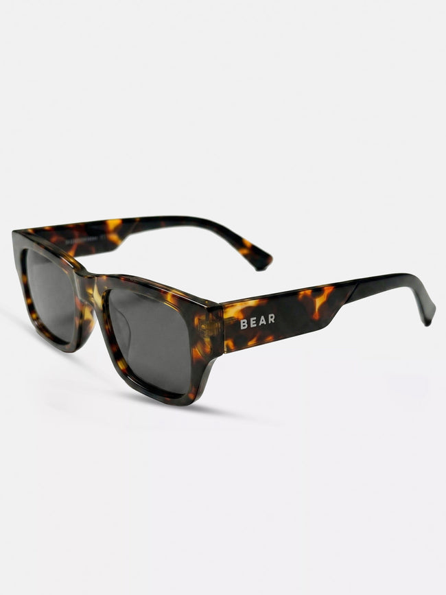 Men Tortoiseshell Chunky Rectangular Sunglasses with Smoke Black Tinted Lenses