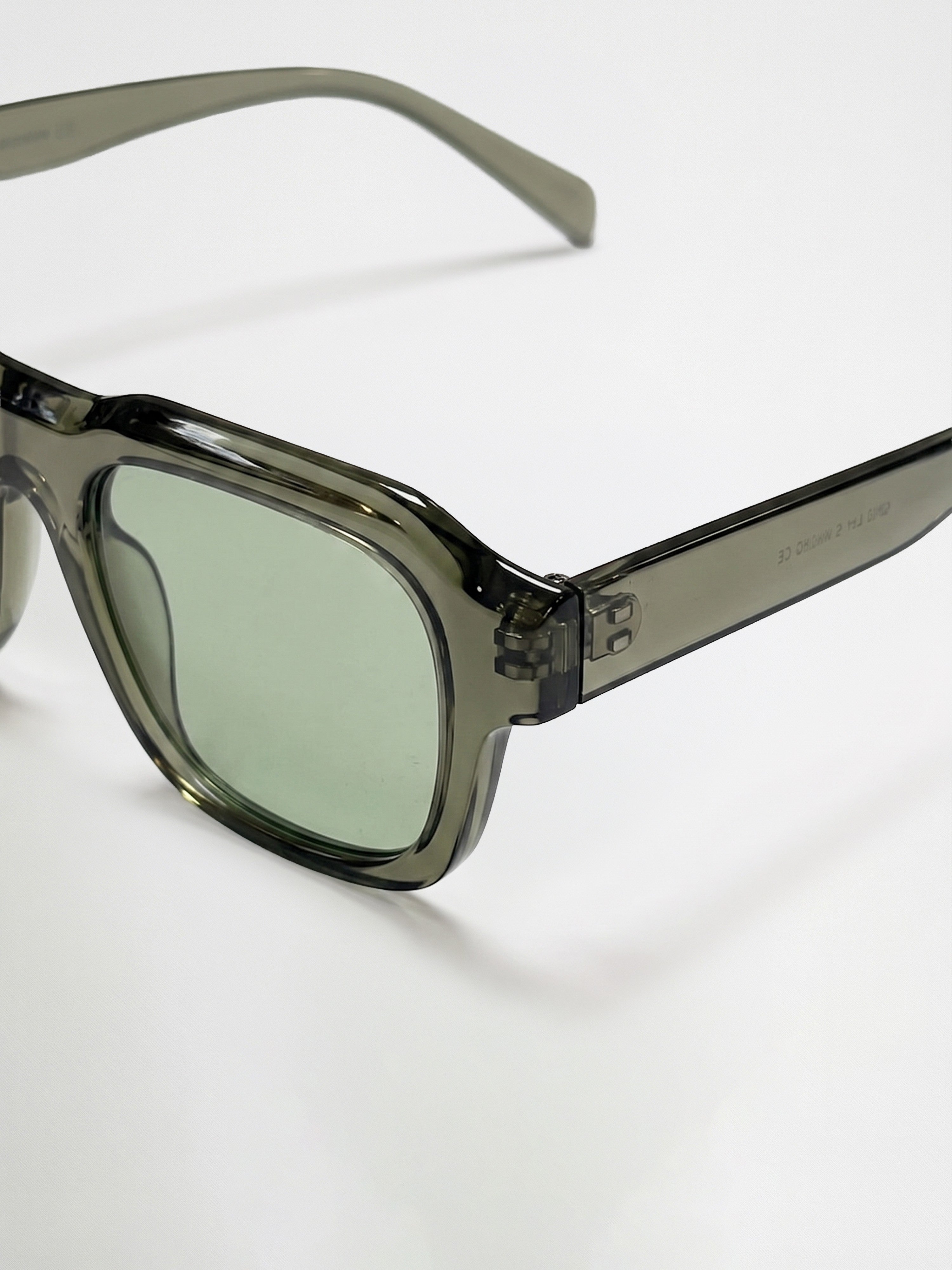 Men Square Full-Rim Sunglasses with Smoke Olive Transparent Frame and Olive Gradient Lenses