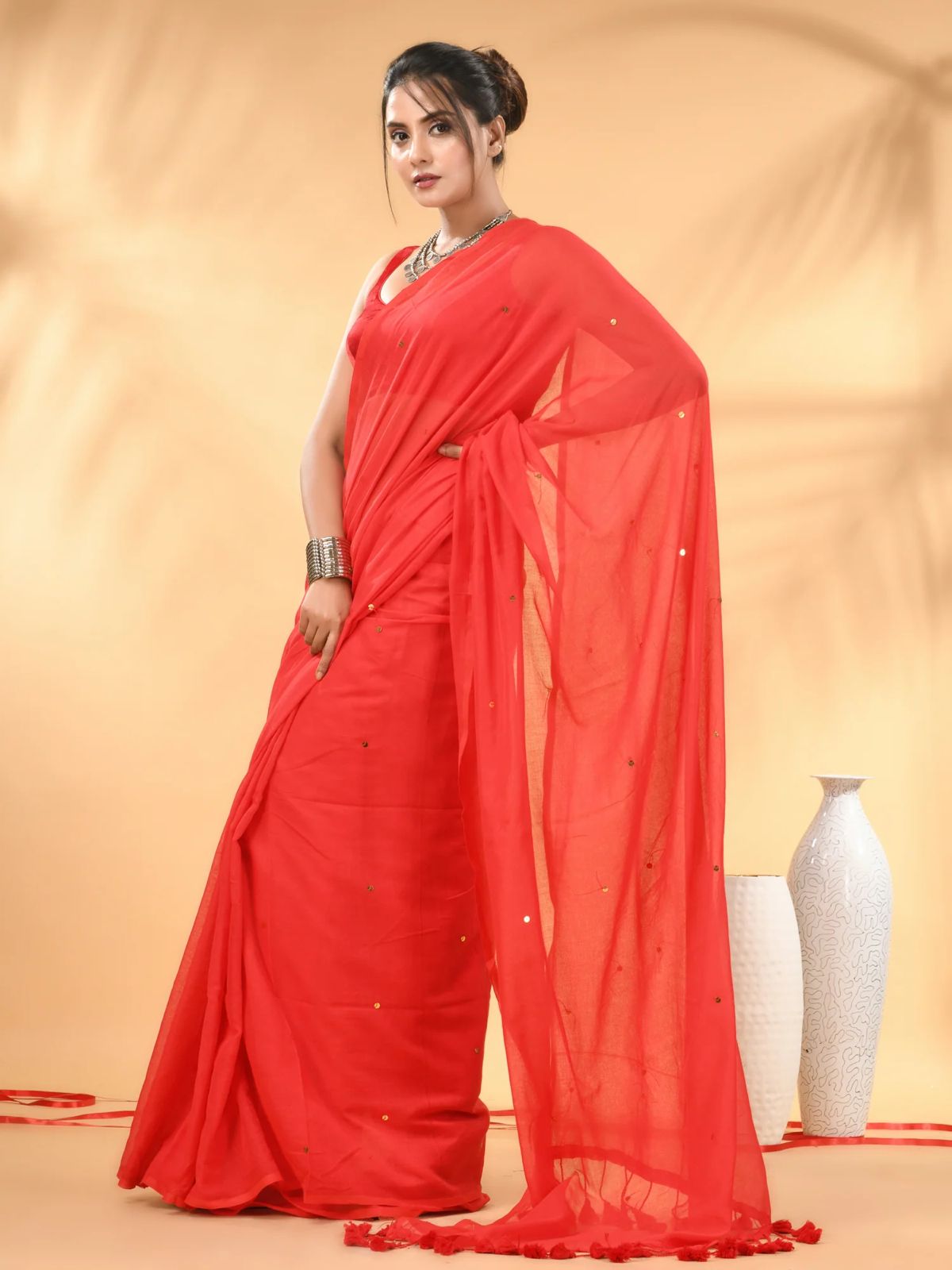 Women Cotton Sequence Saree