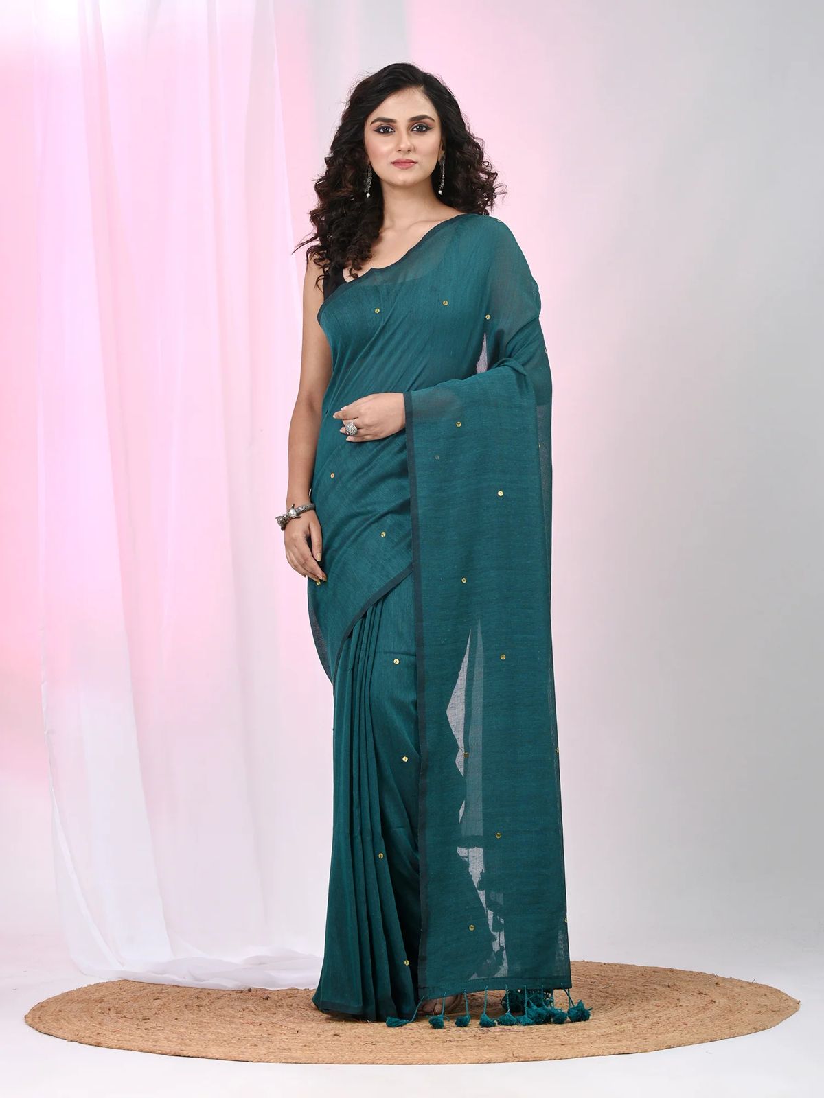 Women Cotton Sequence Saree