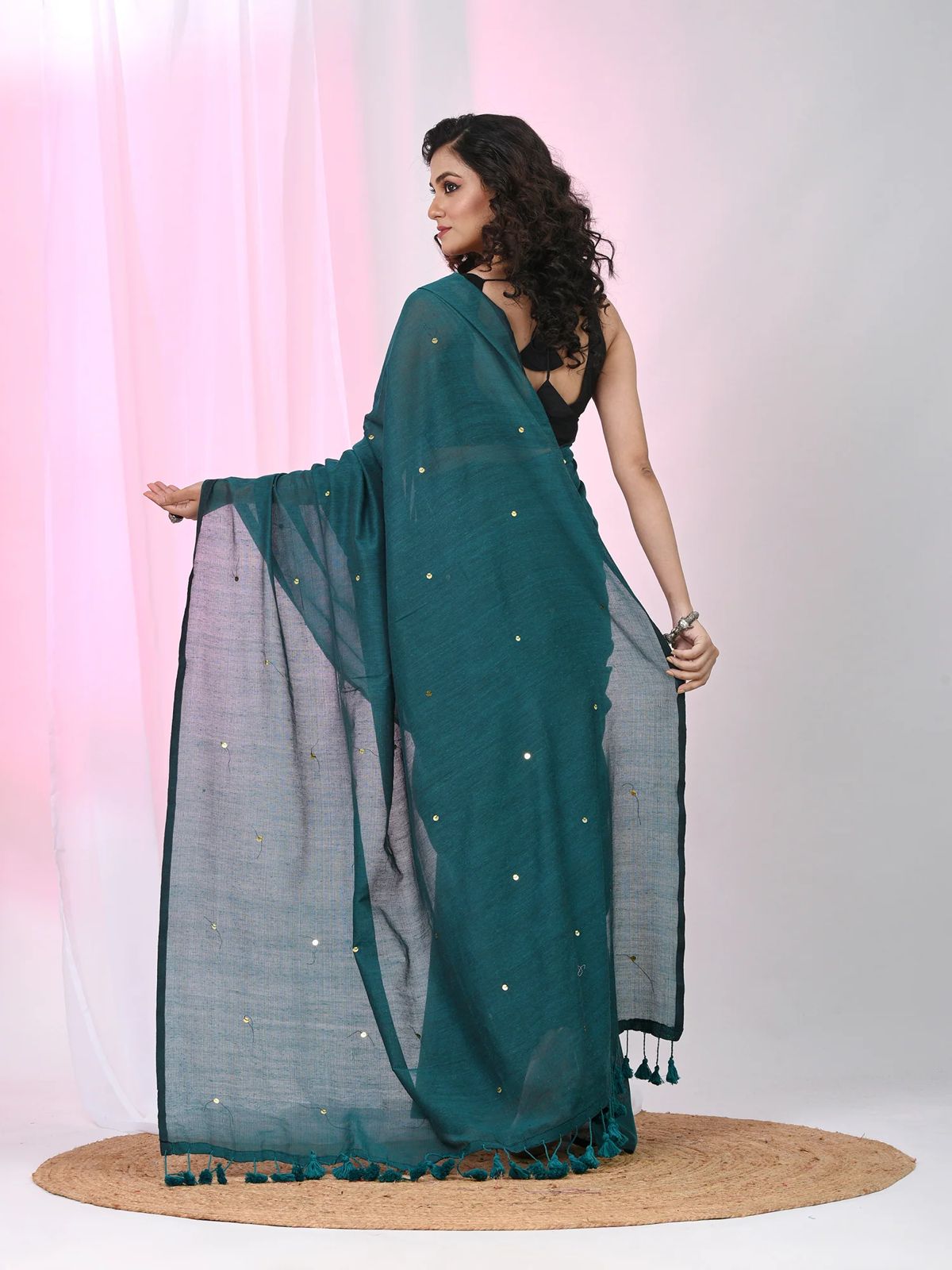 Women Cotton Sequence Saree
