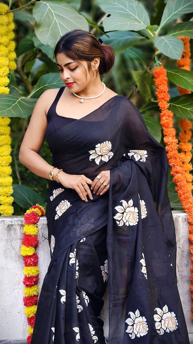 Women Cotton Floral Design Saree