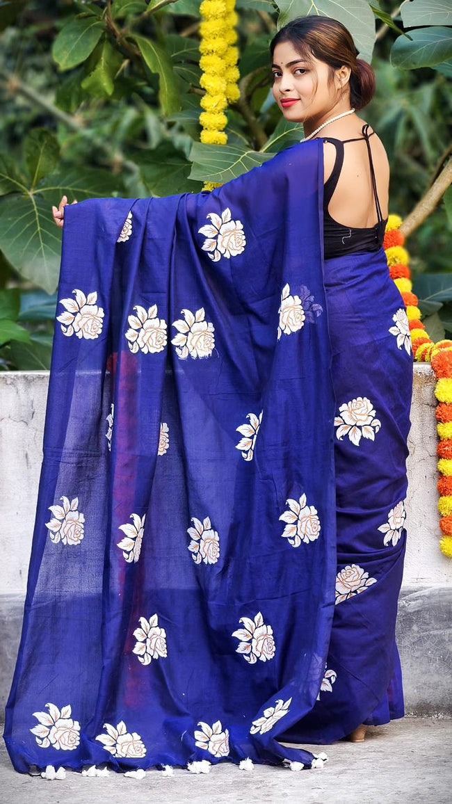 Women Cotton Floral Design Saree
