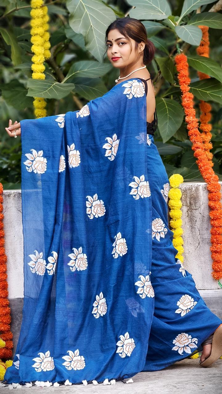 Women Cotton Floral Design Saree