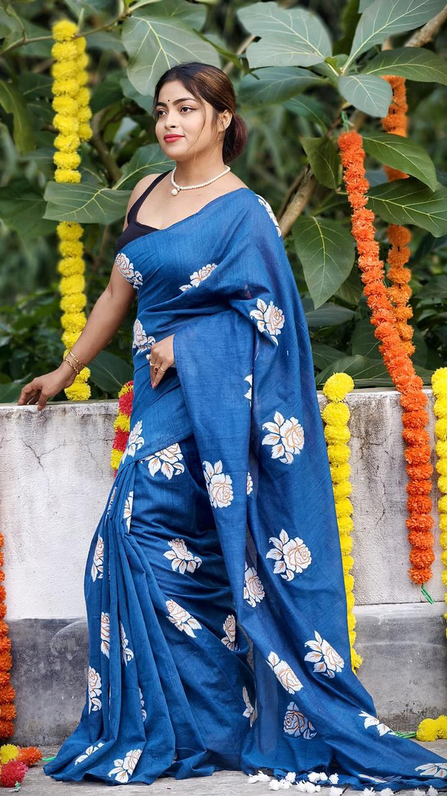 Women Cotton Floral Design Saree