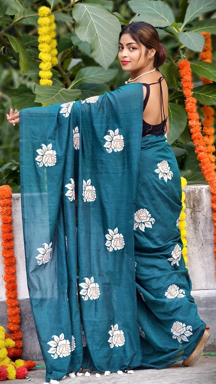 Women Cotton Floral Design Saree