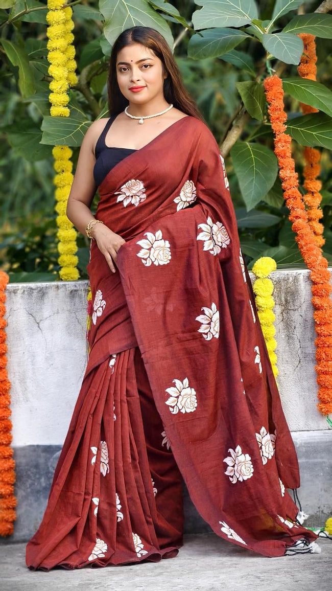 Women Cotton Floral Design Saree