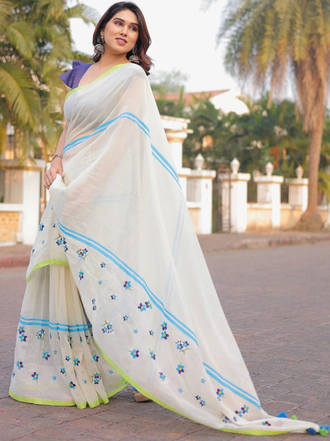 Women Mul Cotton Floral Saree