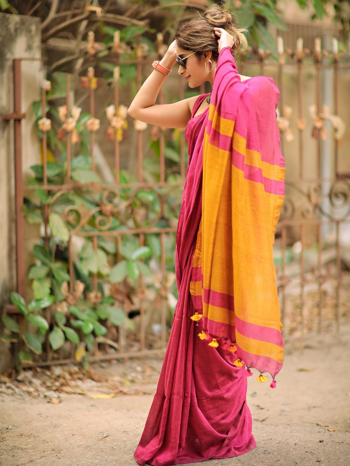 Women Cotton Checks Pallu Saree