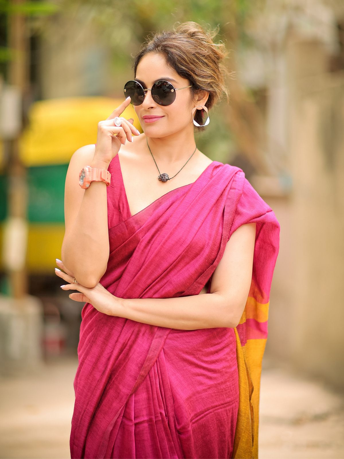 Women Cotton Checks Pallu Saree