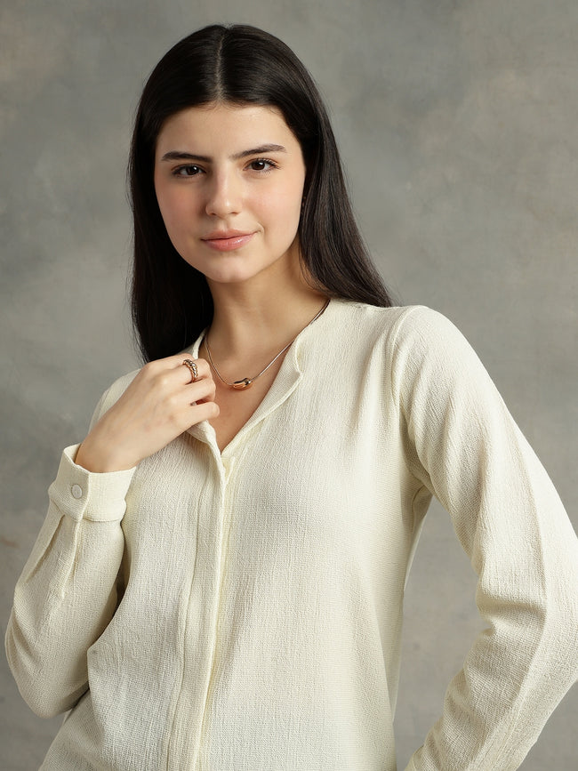 Women Vanilla Ice Crepe Collar Shirt