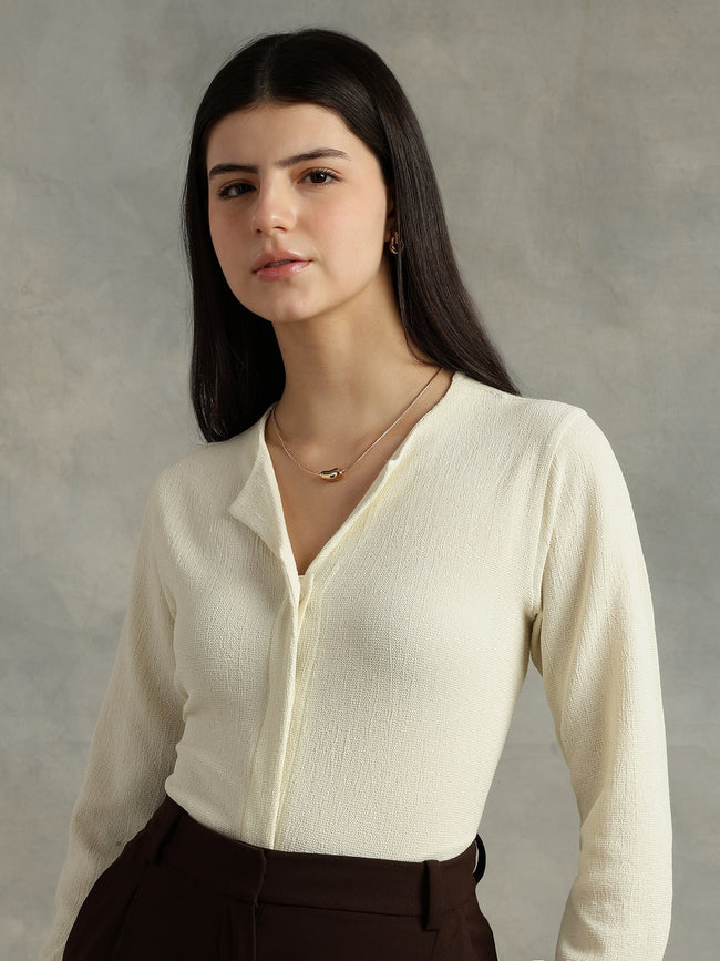 Women Vanilla Ice Crepe Collar Shirt