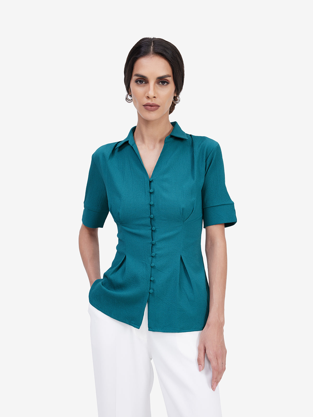 Women Green Formal Shirt