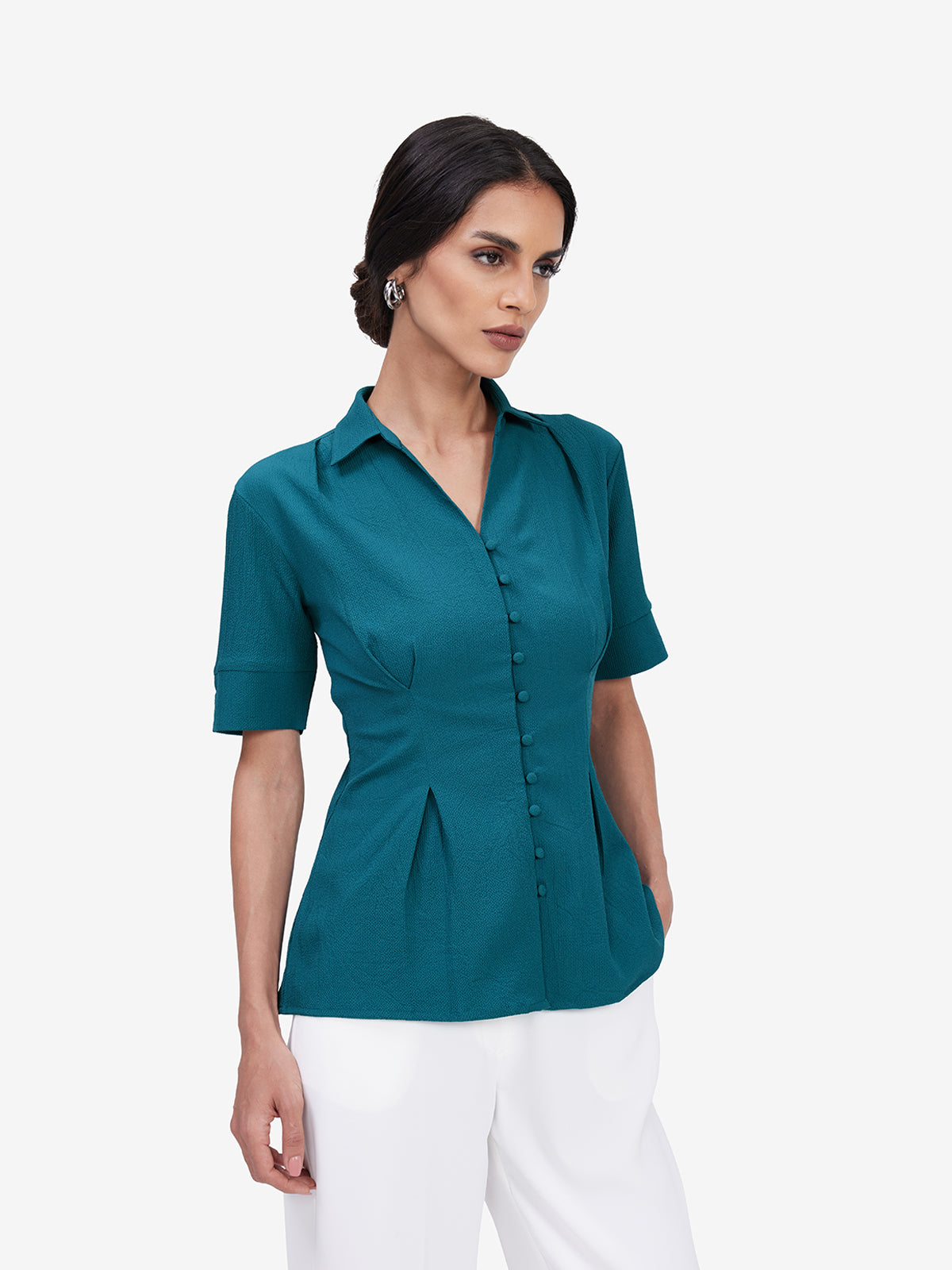 Women Green Formal Shirt