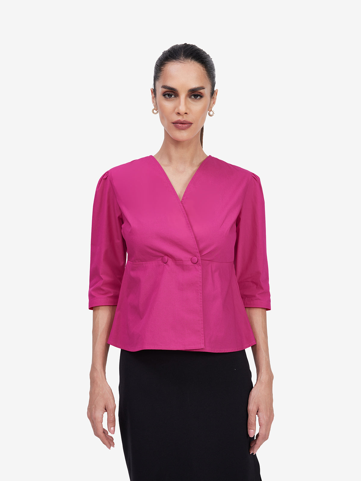 Women Pink Wrap Shirt