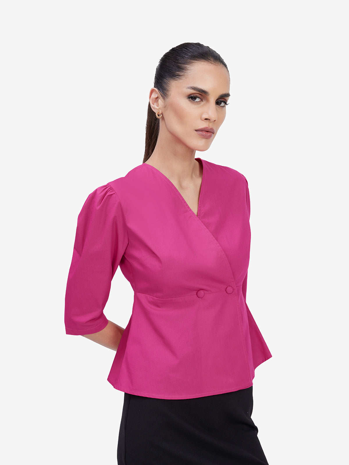 Women Pink Wrap Shirt