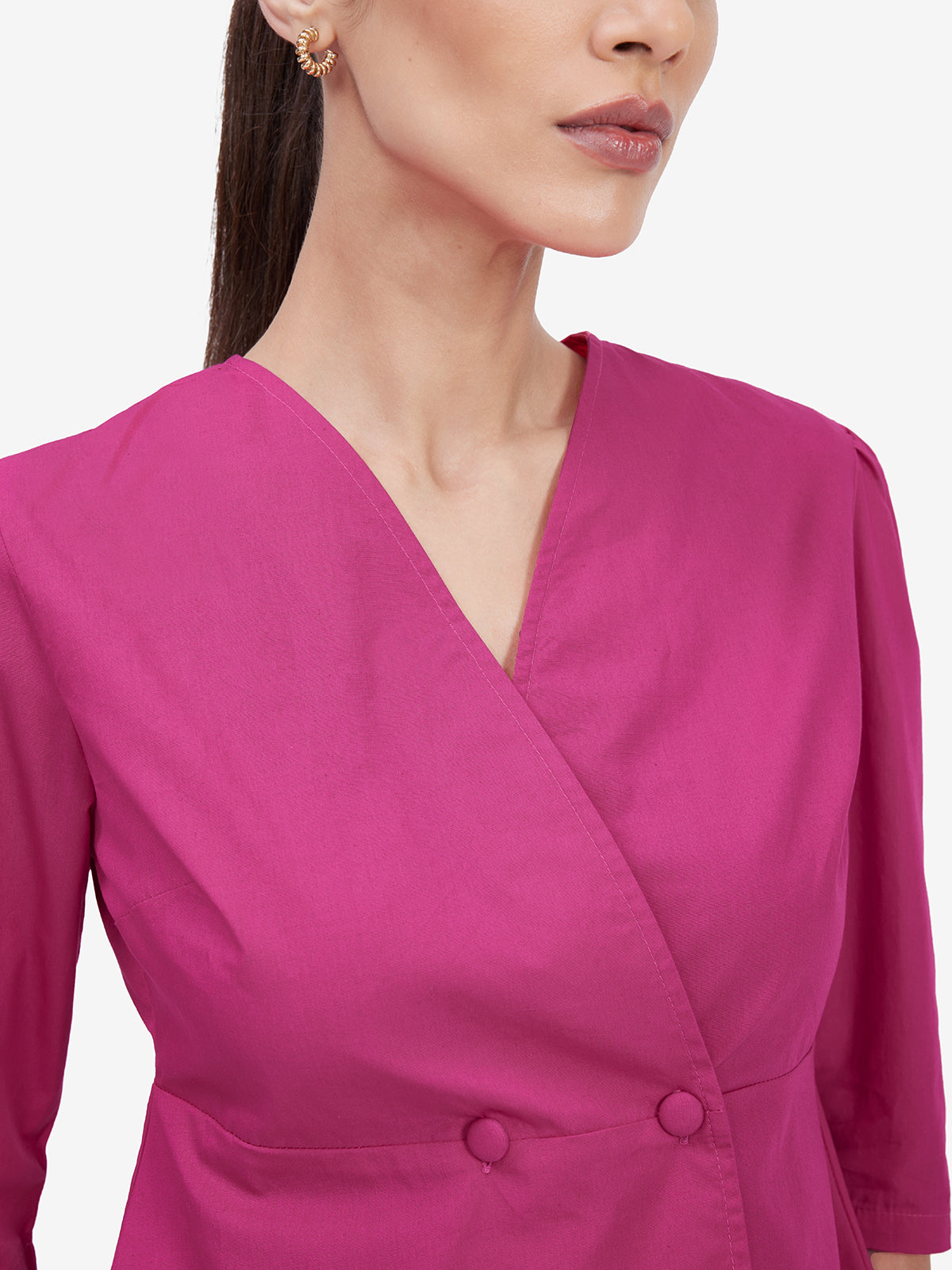 Women Pink Wrap Shirt