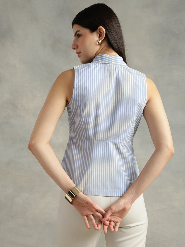 Women Sweet Lavender and White Shirt