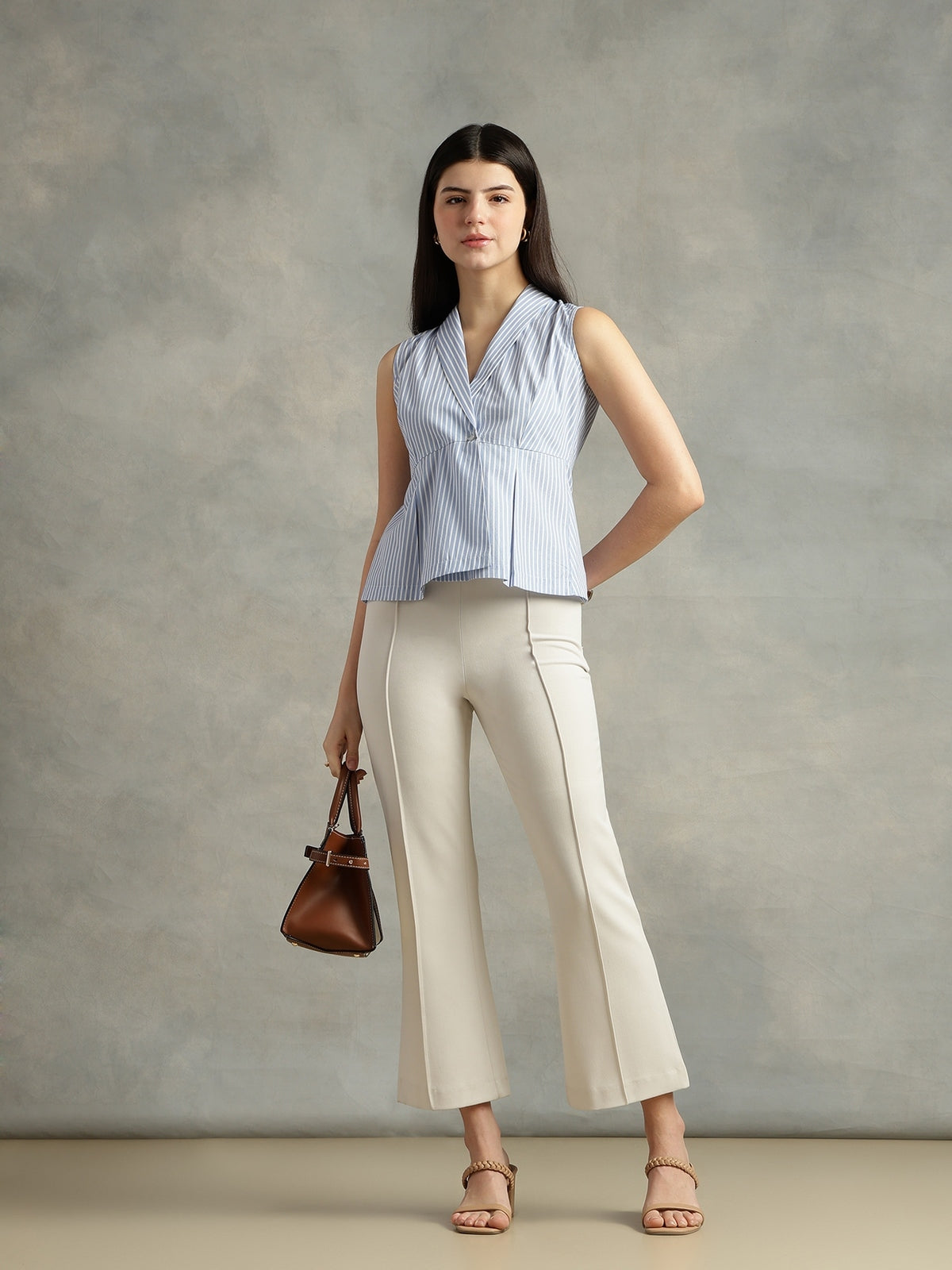 Women Sweet Lavender and White Shirt