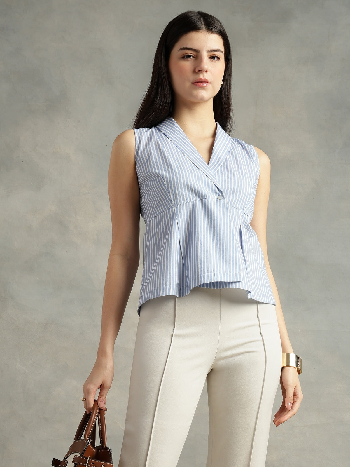 Women Sweet Lavender and White Shirt