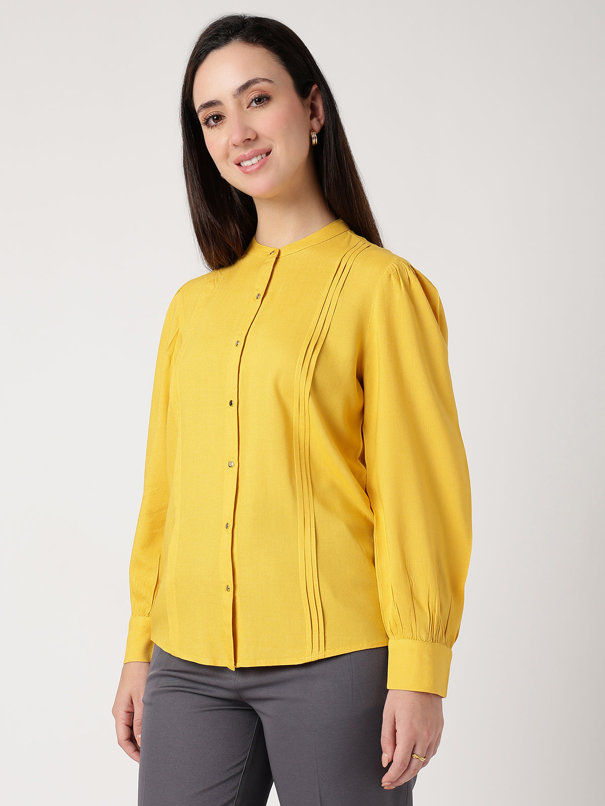Women Mustard Viscose Rayon Shirt