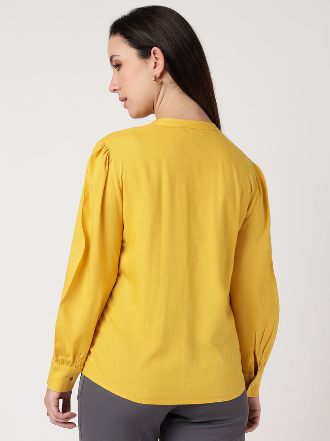 Women Mustard Viscose Rayon Shirt