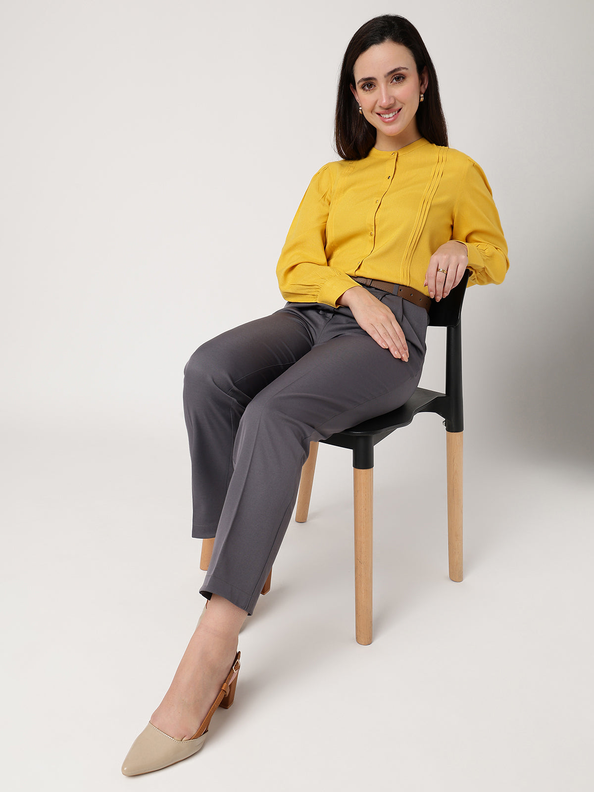 Women Mustard Viscose Rayon Shirt