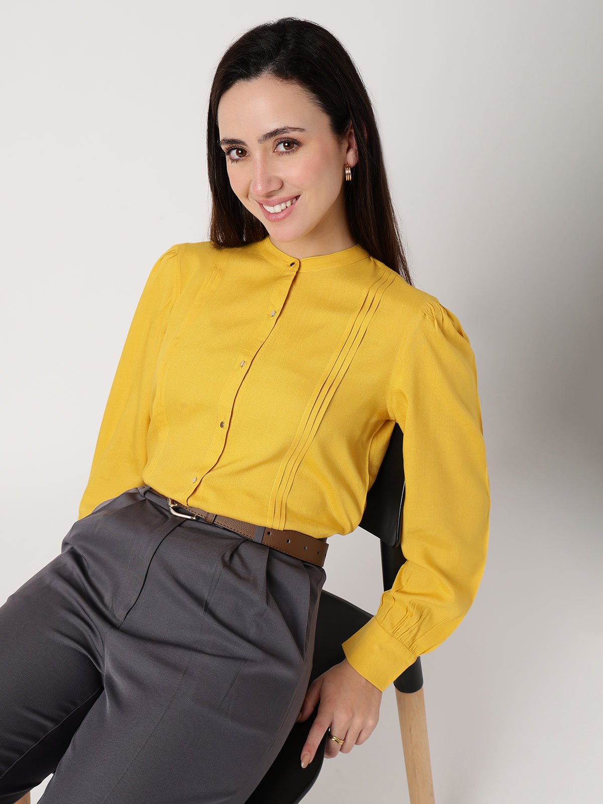 Women Mustard Viscose Rayon Shirt