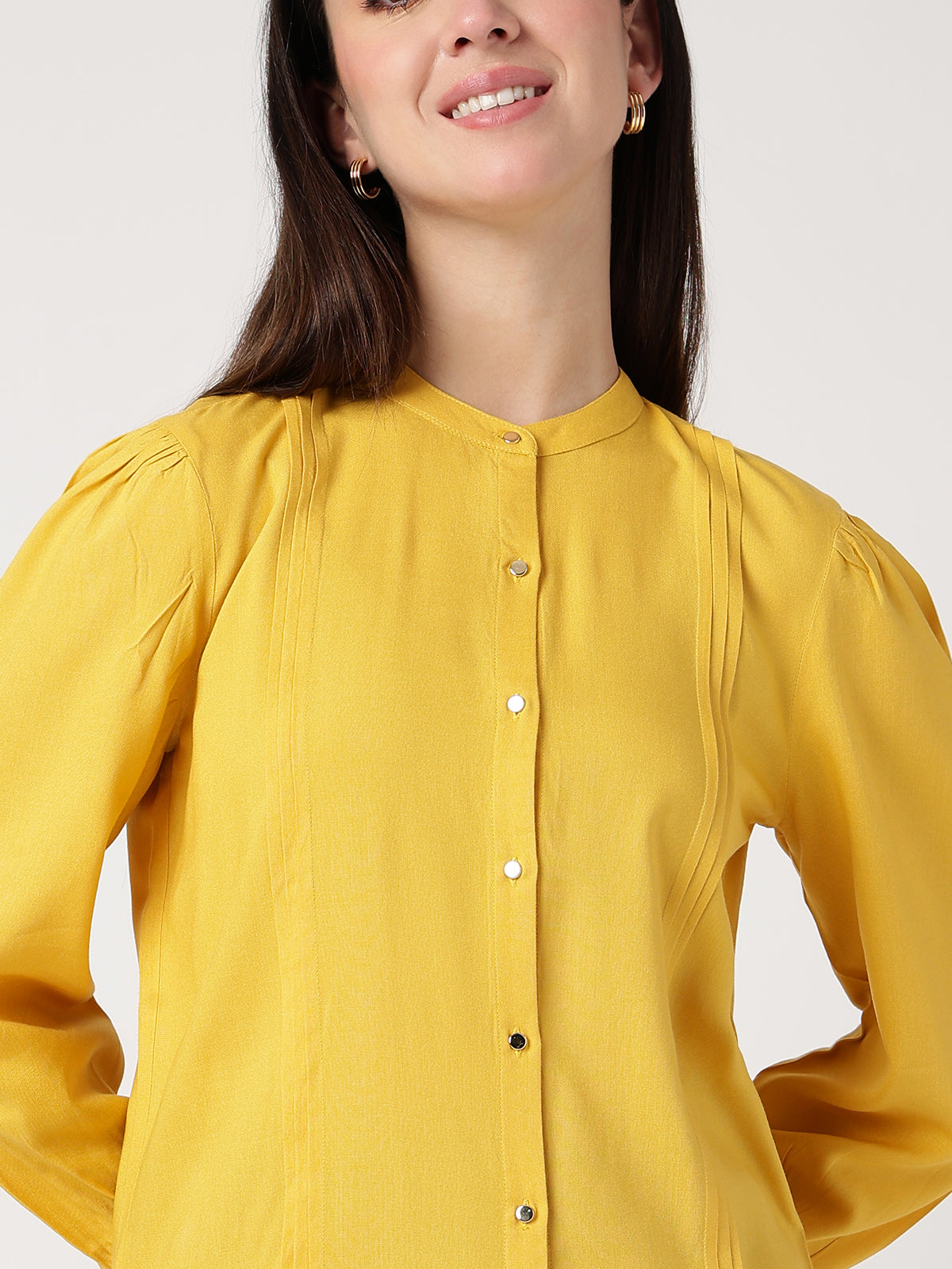 Women Mustard Viscose Rayon Shirt