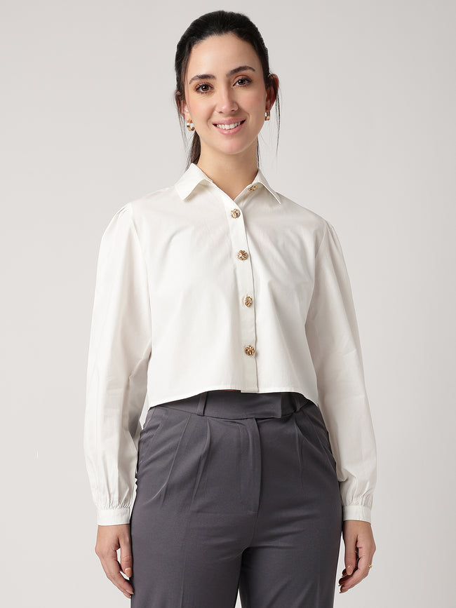 Women White Cotton Shirt