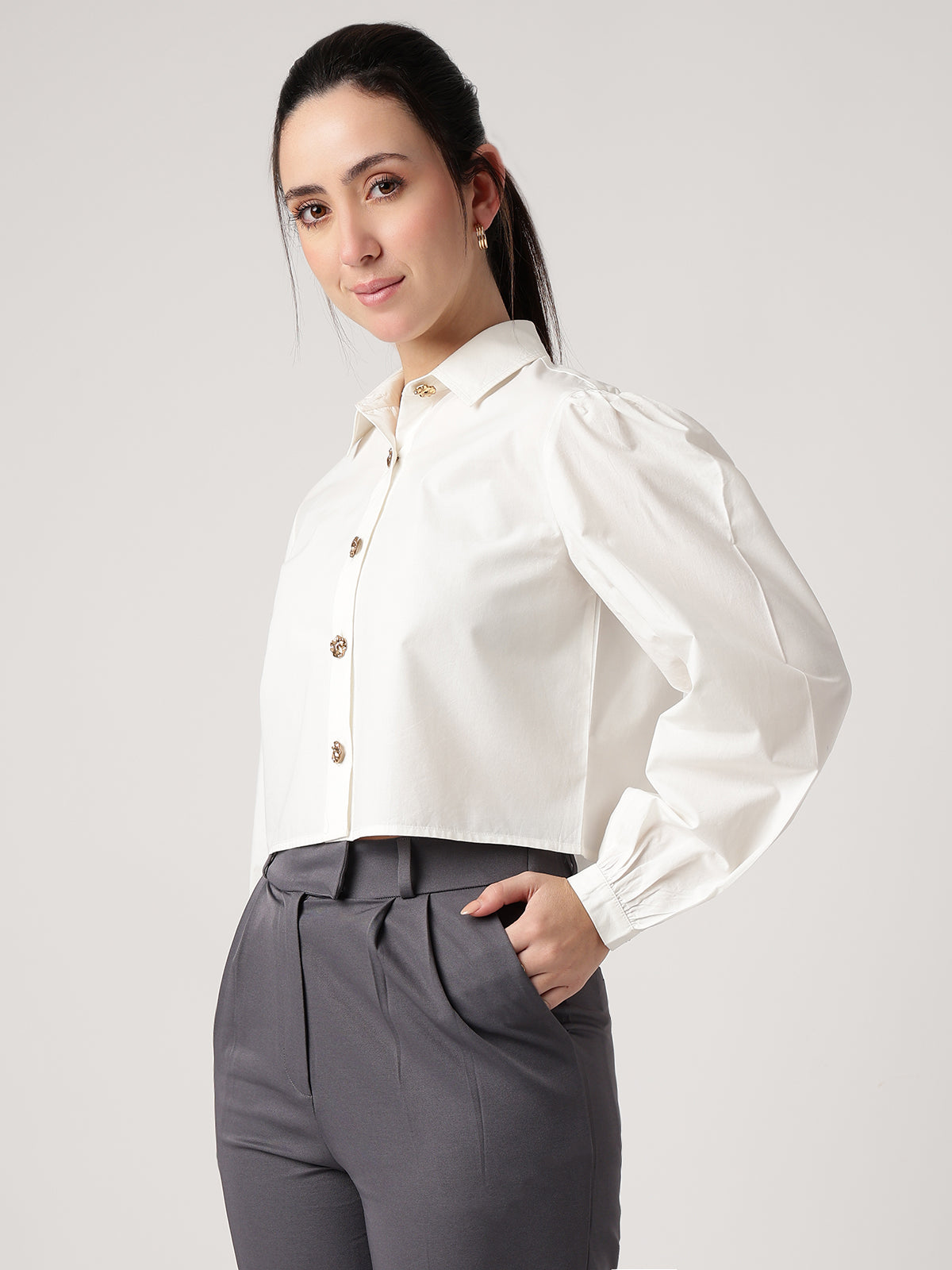 Women White Cotton Shirt
