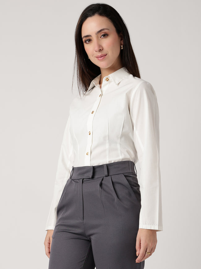 Women White Cotton Shirt