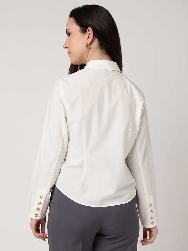 Women White Cotton Shirt