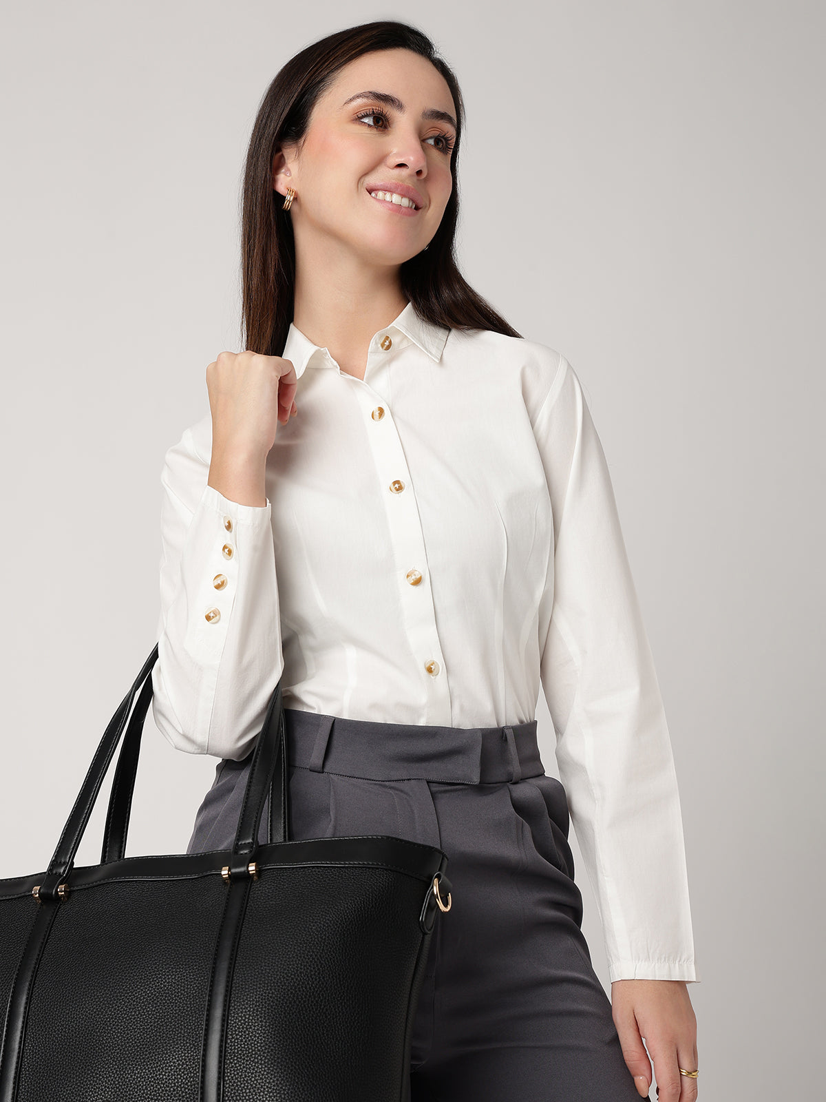 Women White Cotton Shirt